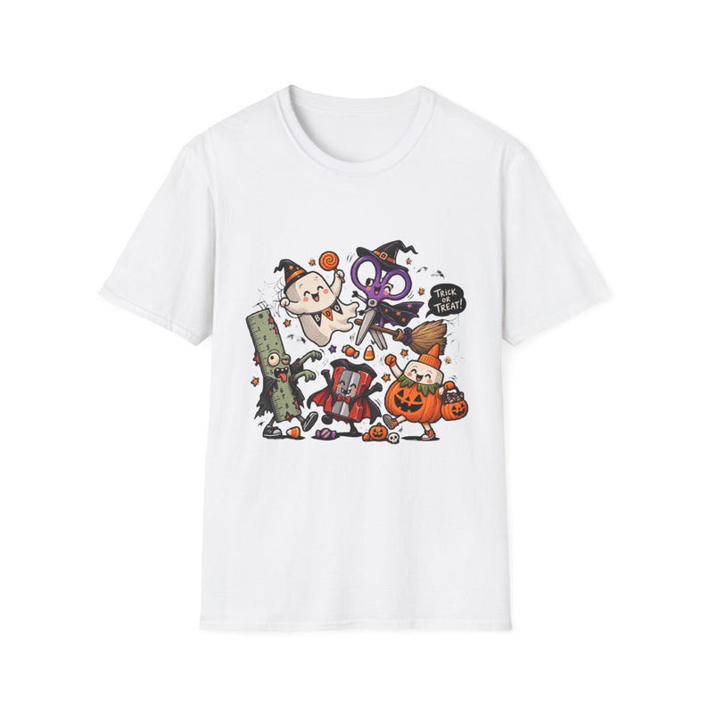 Halloween Trick-or-Treat Cat T-Shirt | Ghost, Witch, Pumpkin (100% Cotton)