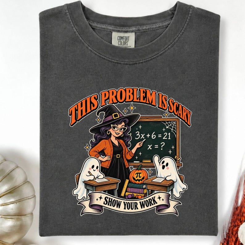 Comfort Colors Math Teacher Halloween Shirt, Funny Spooky Teacher Tee, Ghost Classroom Graphic Shirt, Middle School Math Teacher Gift