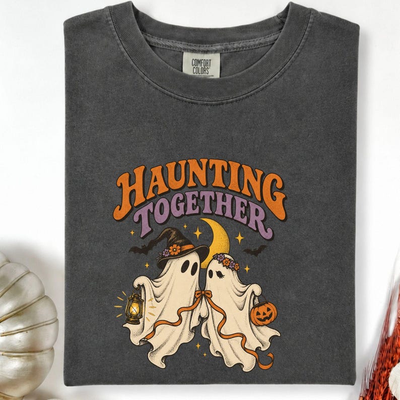 Comfort Colors Halloween Book Shirt, Spooky Reading Teacher Tee, Librarian Ghost Book Stack Graphic, Book Lover Halloween Gift Shirt