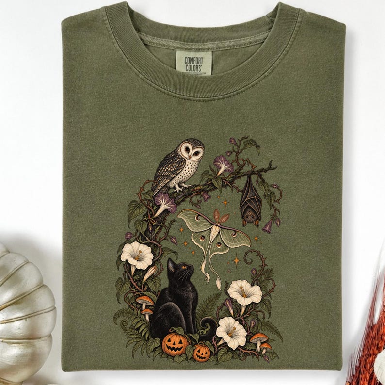 Black Cat, Owl, Bat Halloween Shirt, Spooky Animal Lover Tee