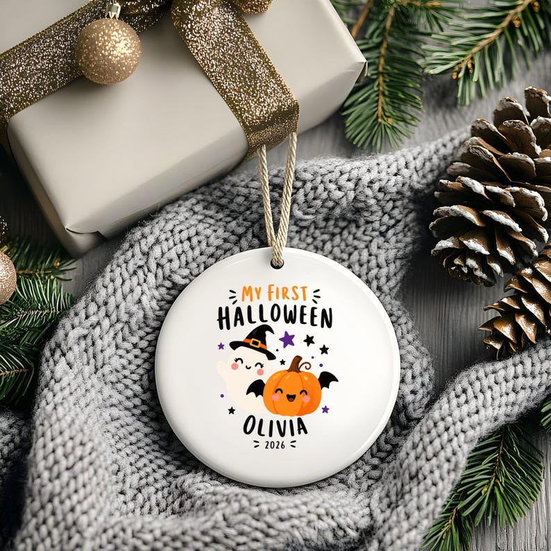 Personalized Baby First Halloween Ornament 2026, Custom Ghost Keepsake, Newborn Gift