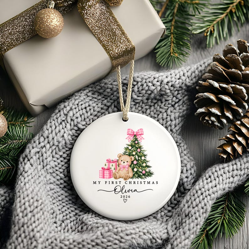 Personalized Baby Girl First Christmas Ornament 2026, Custom Keepsake Ornament
