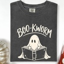 Boo-Kworm Ghost Reading Book T-Shirt, Comfort Colors® ,Bookworm Ghost Shirt,  Spooky Reader Shirt, Cute Ghost Book Shirt, Fall Reading Gift