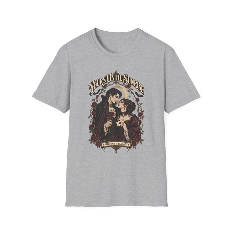 Yours Until Sunrise T-Shirt | Romantic Gothic Couple Illustration, Vintage Art Nouveau