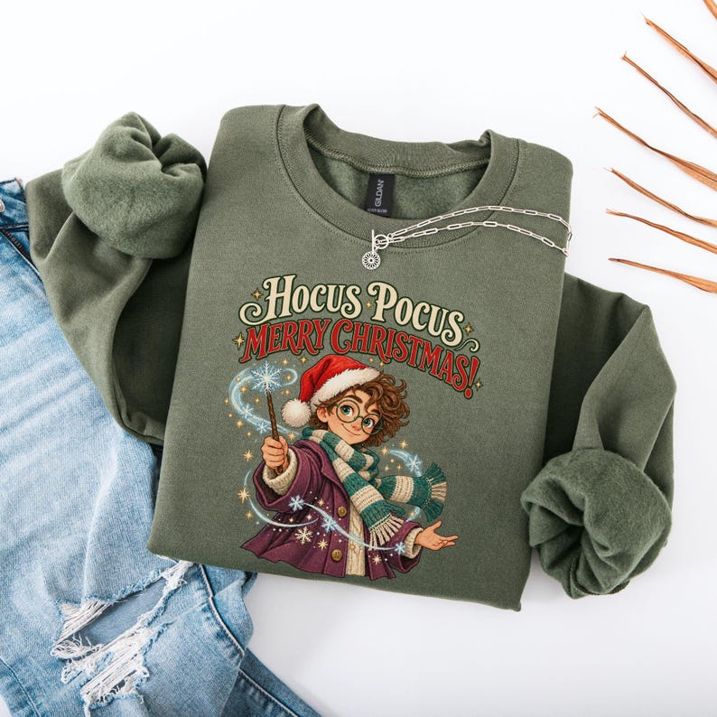 Hocus Pocus Sweatshirt, Merry Christmas Sweatshirt, Christmas Wizard Sweatshirt, Unisex Magical Holiday Graphic