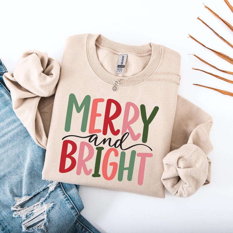 Merry and Bright Tee Shirt, Christmas Sweatshirt, Family Christmas Sweatshirt, Christmas Sweatshirts for Women, Merry Christmas Sweatshirt