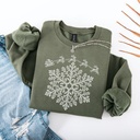 Santa Sleigh Snowflake Sweatshirt, Reindeer Christmas Crewneck, Black and White Holiday Pullover