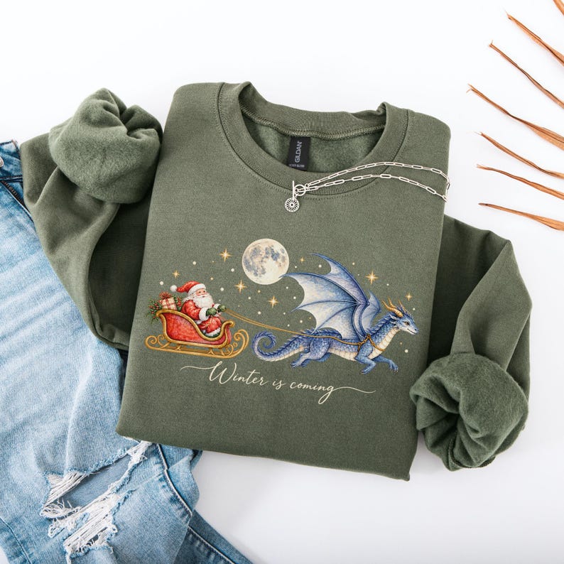 Winter Is Coming Christmas Sweatshirt, Fourth Wing Sleigh Holiday Shirt, Dragon Rider TShirt, Booktok Fan Gifts