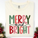 Comfort Colors® Merry and Bright Tee Shirt, Christmas Shirt, Family Christmas Shirt, Christmas Shirts for Women, Merry Christmas Shirt