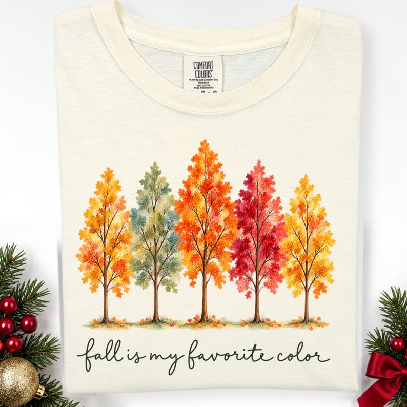 Comfort Colors® Fall Is My Favorite Color Shirt, Painted Autumn Trees Shirt, Cozy Season Apparel, Nature Lover Holiday Top, Graphic Tee