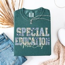 Comfort Colors® Special Education Teacher T-Shirt Autism Matching Group T-Shirt Floral Faux Patchwork SPED Educator Back to School Team Tee
